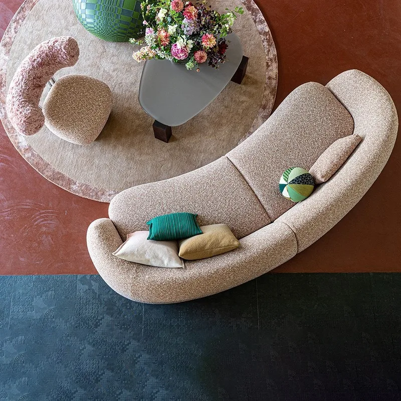 

Hotel Apartment B & B Curved Sofa Small Apartment Internet Celebrity Blogger Recommended Fabric Sofa Living Room