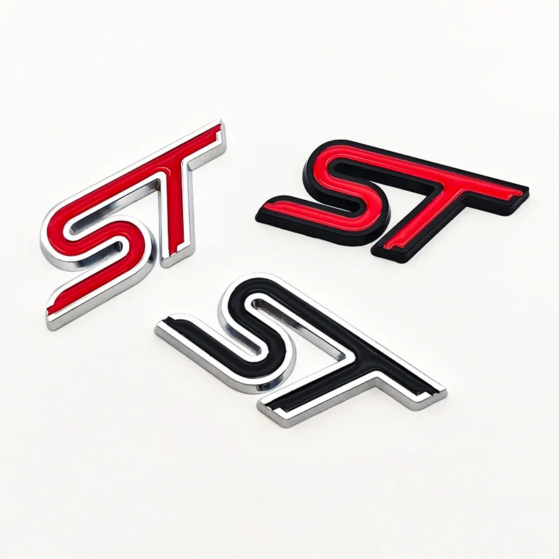 3D Metal ST Line Car Sticker Rear Trunk Front Grille Decorative Decal for Ford Kuga Edge Puma Fiesta Focus Exterior Accessory