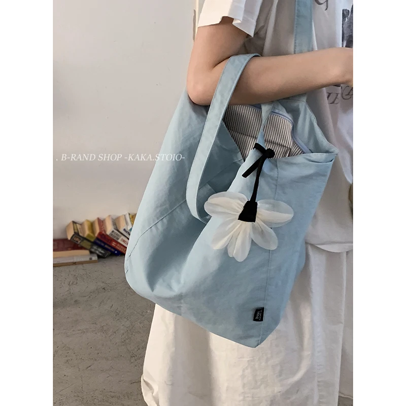 

College Style Canvas Bags for Women 2025 New Korean Version Versatile Large Capacity Shopping Tote Bag