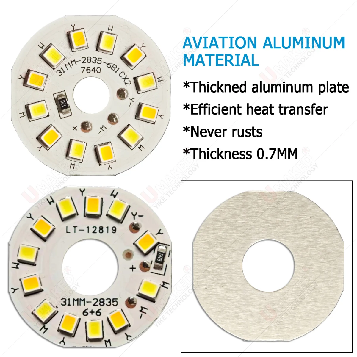 10/50pcs 5V 2835 SMD led Chip bead 31mm 3W Desk lighting source 3000K 6000K Dual color aluminum PCB diy bulb downlight spotlight
