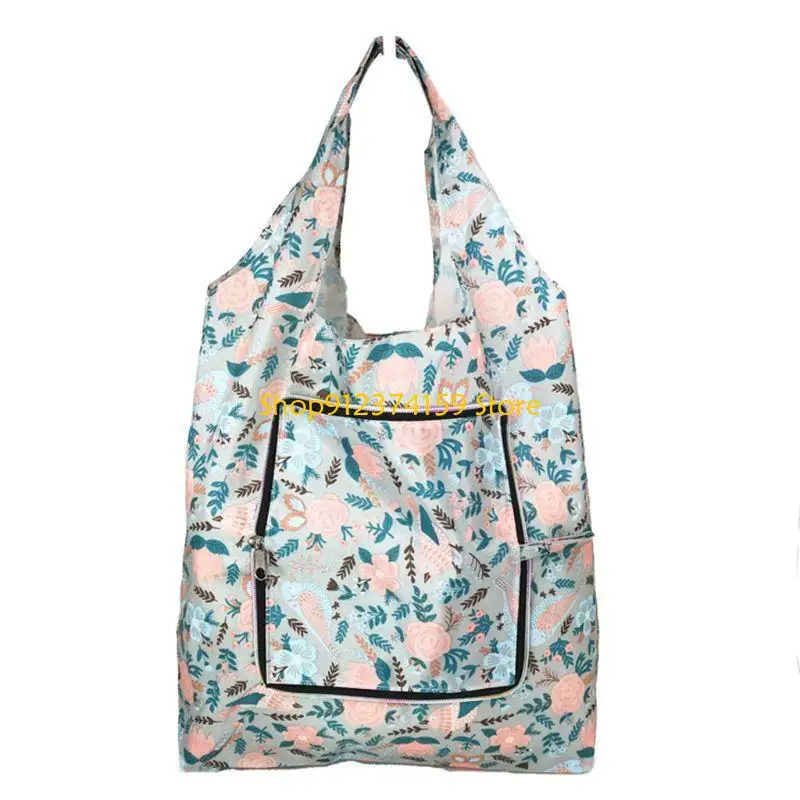 G5AE Folding Bag Recycle Grocery Bag Printing Market Bag Shoulder Bag Large Capacity Shopping Bag Storage Handbag