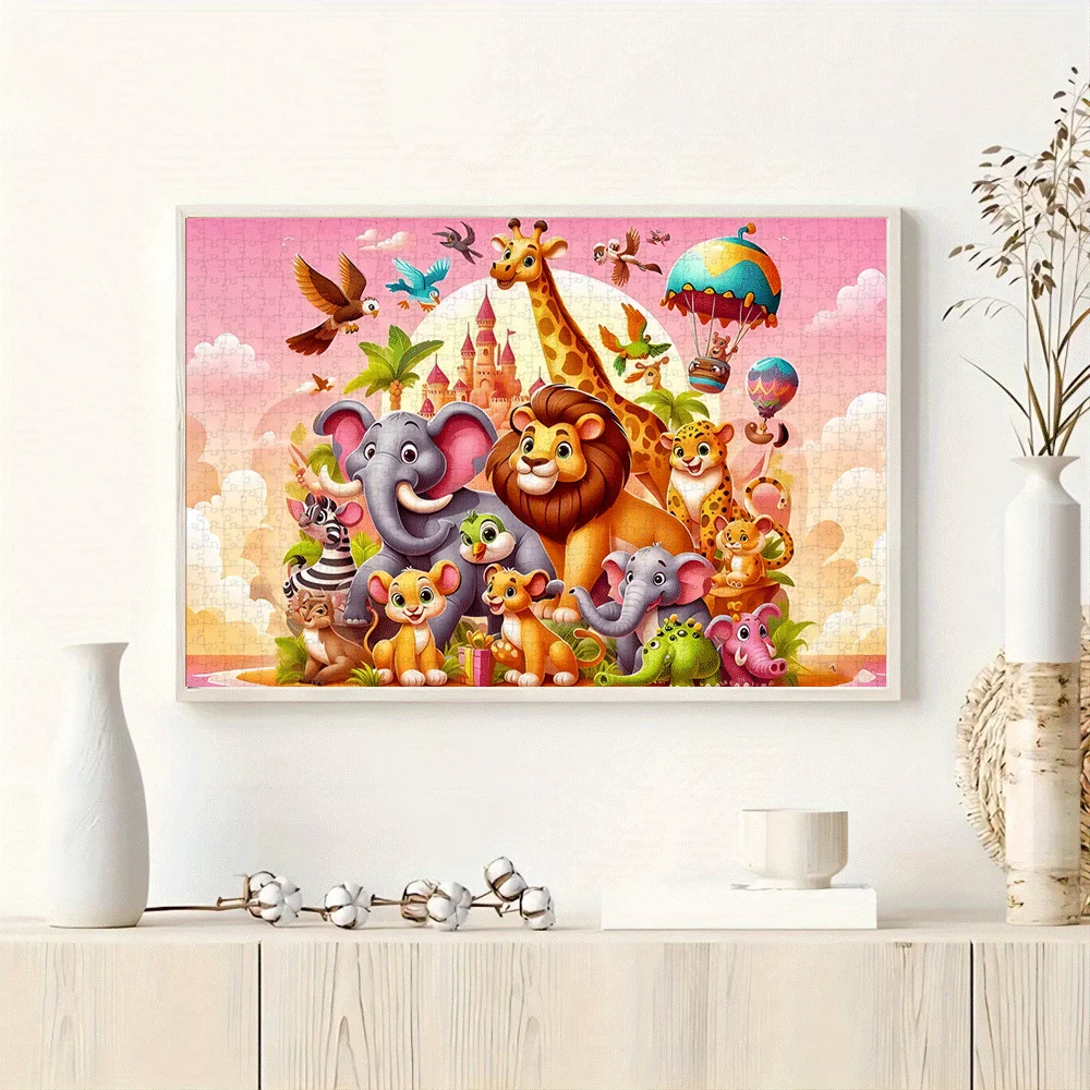 1000 pièces Animal Safari Puzzle-grand, jouet éducatif Lion et amis vibrants pour adultes, jeu interactif familial, bricolage H