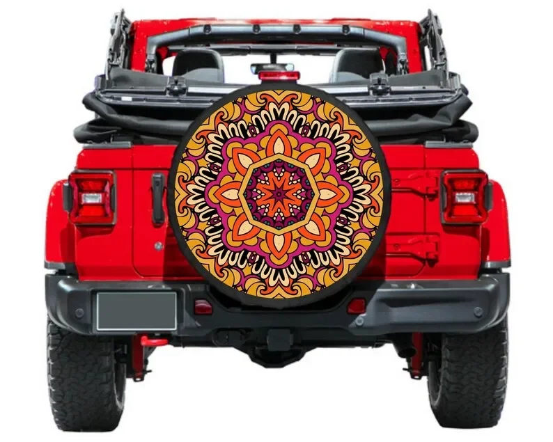 Spare Tire Cover with Mandala design Rear Camera option, Tire Cover, girl, Accessories, Colorful Mandala tire cover