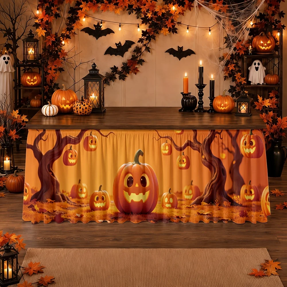 Halloween pumpkin forest orange glow spooky autumn night tri or treat lebration tablecove