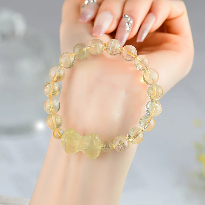 

Натуральный желтый браслет с бантом Asai, женские модные нишевые ювелирные изделия на руку