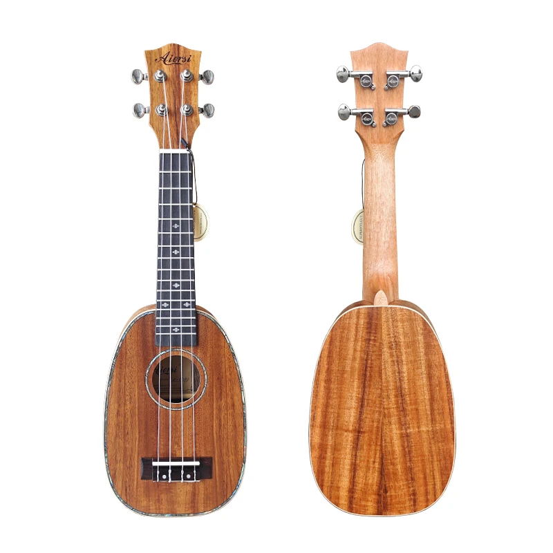 

Aiersi Koa Wood Soprano Pineapple Ukulele 21 Inch High Quality 4 String Music Instrument with Abalone Binding