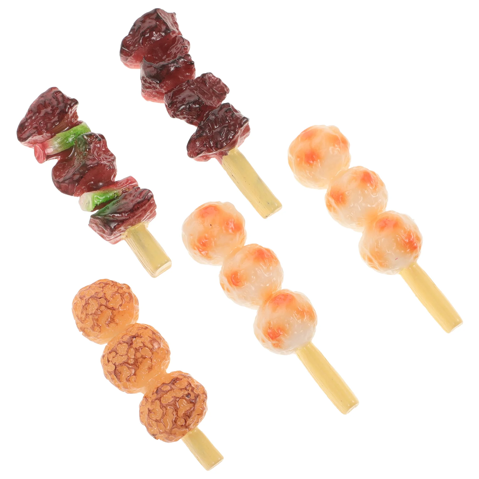 5 Pcs Simulation Barbecue Skewers Kids Grill Playset Toys Fake Meat Mini Foods Realistic Pvc Child