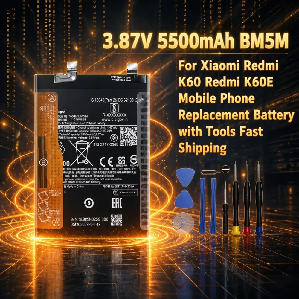 BM5M Phone Battery 5500mAh 3.87V Large Capacity For Redmi K60 K60E New Arrival With Free Repair Kit