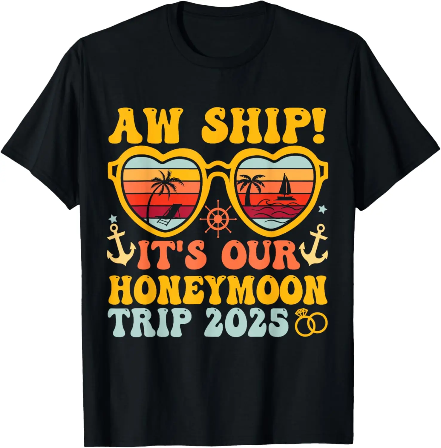 

Aw Ship It’s Our Honeymoon Trip 2021. Одинаковая круизная футболка для пар.