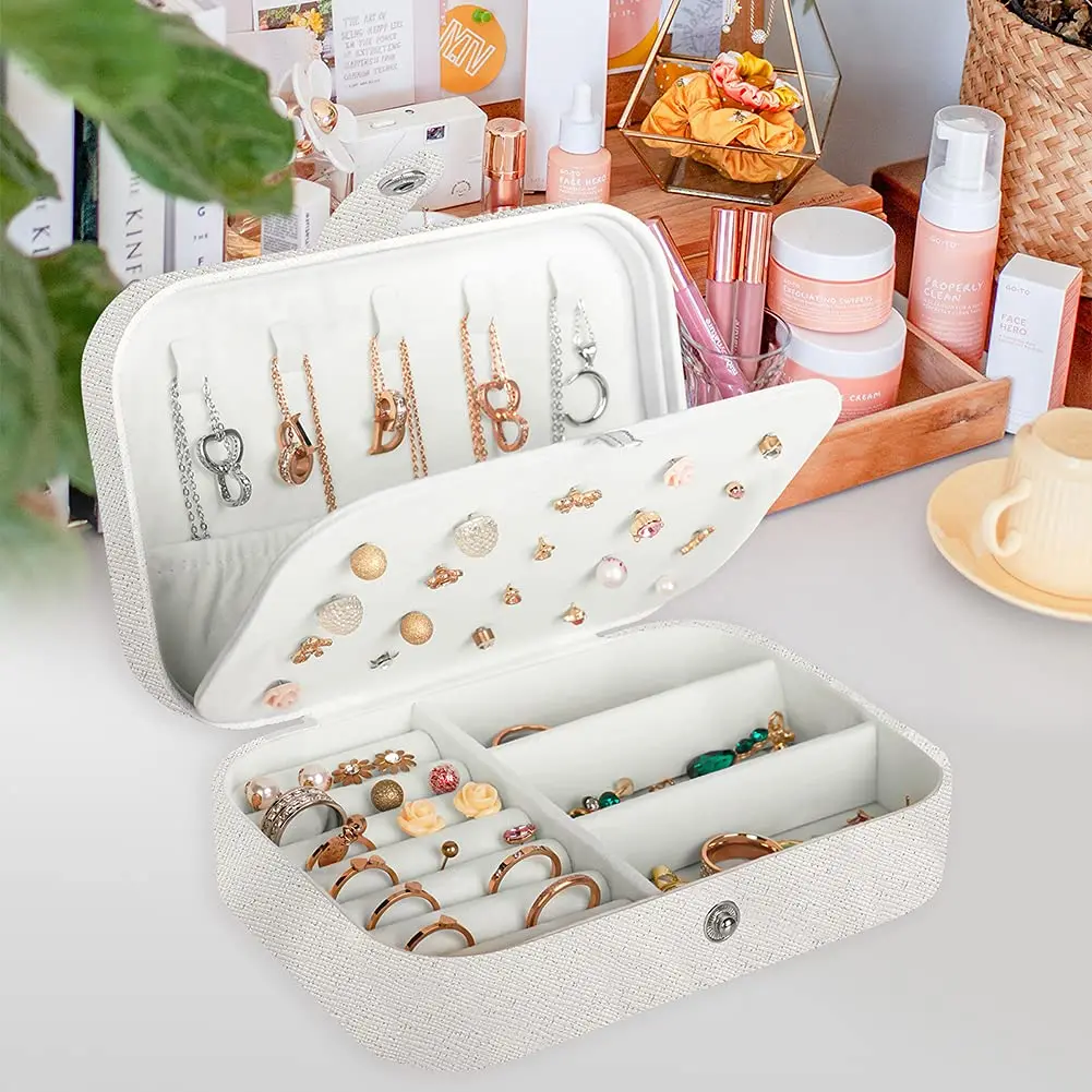 Double-Layer Jewelry Storage Box Portable Travel Jewelry Holder Organizer Storage Display Ring Necklace Stand For Jewelry