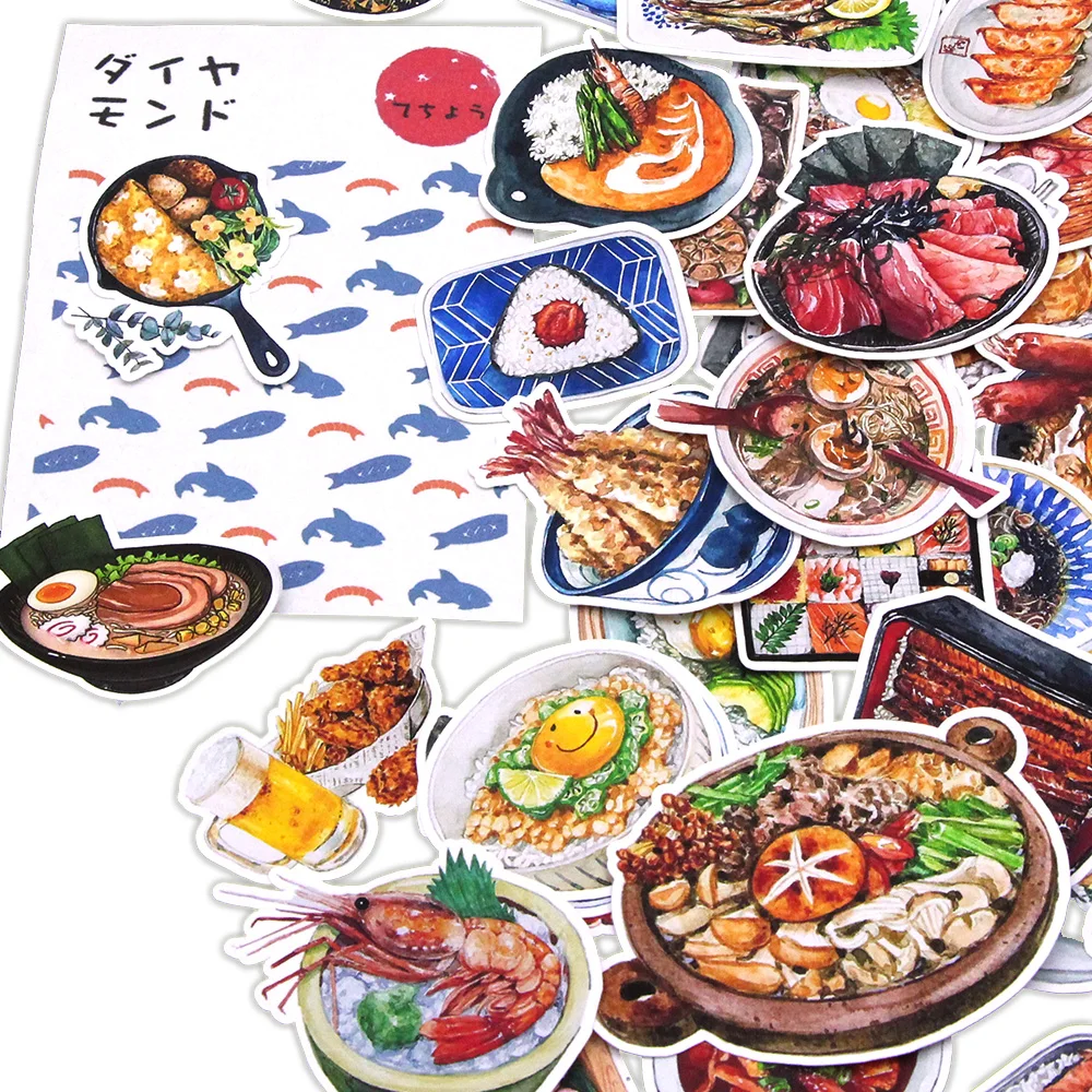 35pcs Japanese Food Sticker for Kids Sushi Sukiyaki Scrapbooking Stickers Japanese Stationery Decorative Stickers 37-71MM