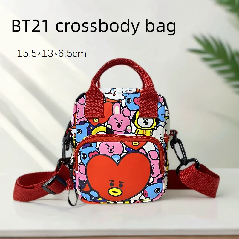 애니메이션 BT21 메신저 백팩 만화 어깨 가방 프린트 패턴 학생 배낭 레저 여행 가방 생일 선물
