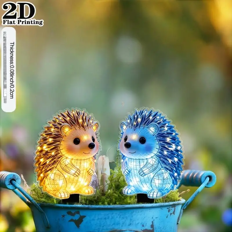 2/3Pcs 2D Hedgehog Solar Powered Stake Lights Waterproof For Lawn Patio Yard Outdoor Decor