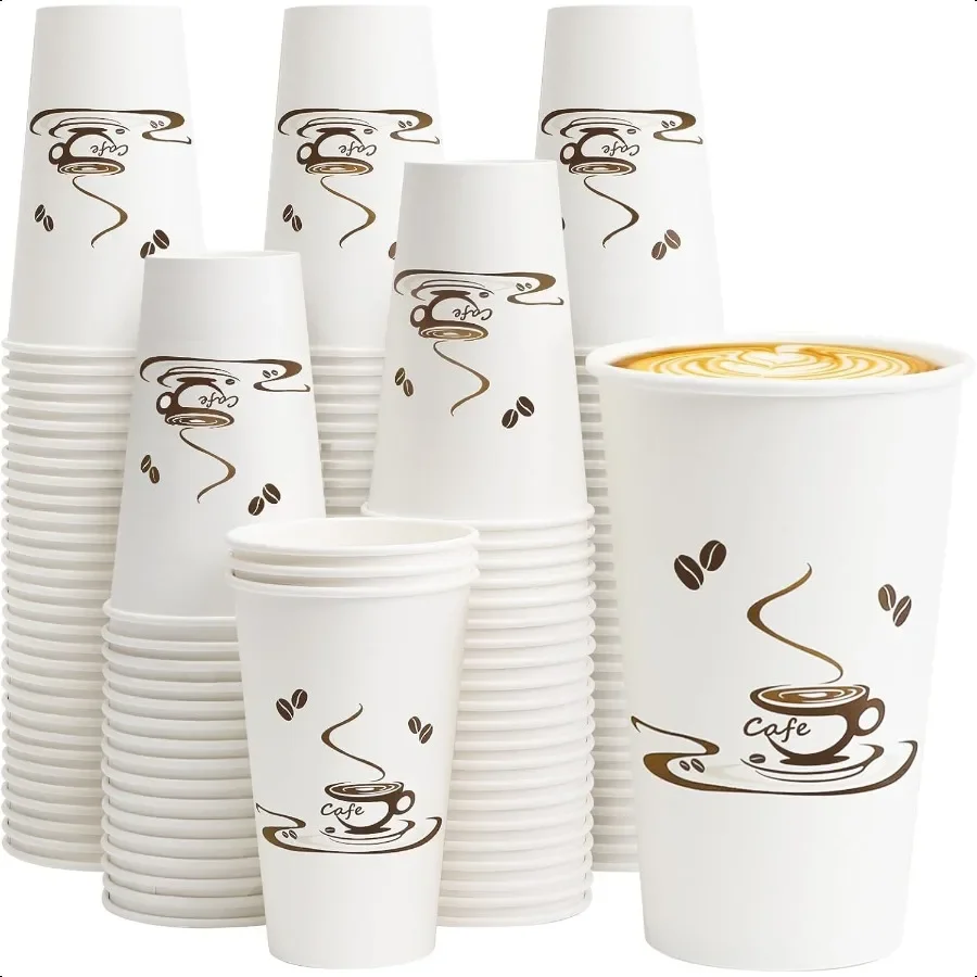 

180 Pack 16 OZ Coffee Cups Paper Cups for Hot Cold Beverage Cups 16 oz LeakFree Paper Coffee Cups for Cafe Restaurant Office