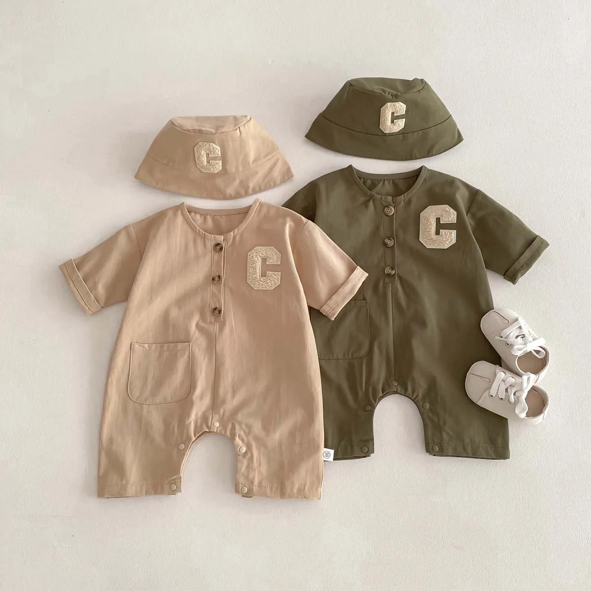 Korean Fashion Newborn Bodysuit Baby Jumpsuit Boy Girl Autumn Frock Style 3/4 Sleeves Simplicity Infant Romper 0-2yrs