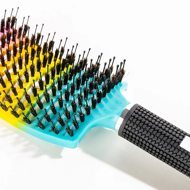Barber Nylon Hair Brush Scalp Massage Hollow Out Anti-static Combs Curved Bristle Wet Curly Combs Salon Styling Hairbrush Tools