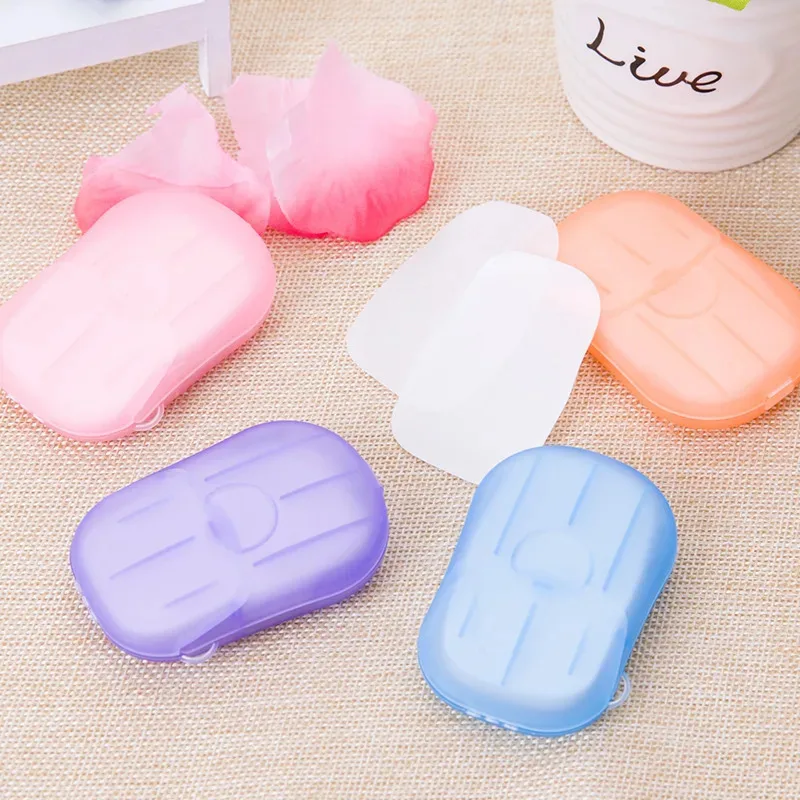 1/2/3/4pcs Travel Portable Bath Soap Flakes Health Care Clean Wash Hand Soap Paper Leaves With Mini Case Bathroom Supplies