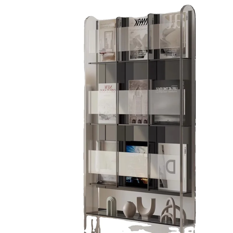 

Floor-to-ceiling transparent bookshelf Living room acrylic shelf Simple display rack CD rack Newspaper storage Light luxury maga