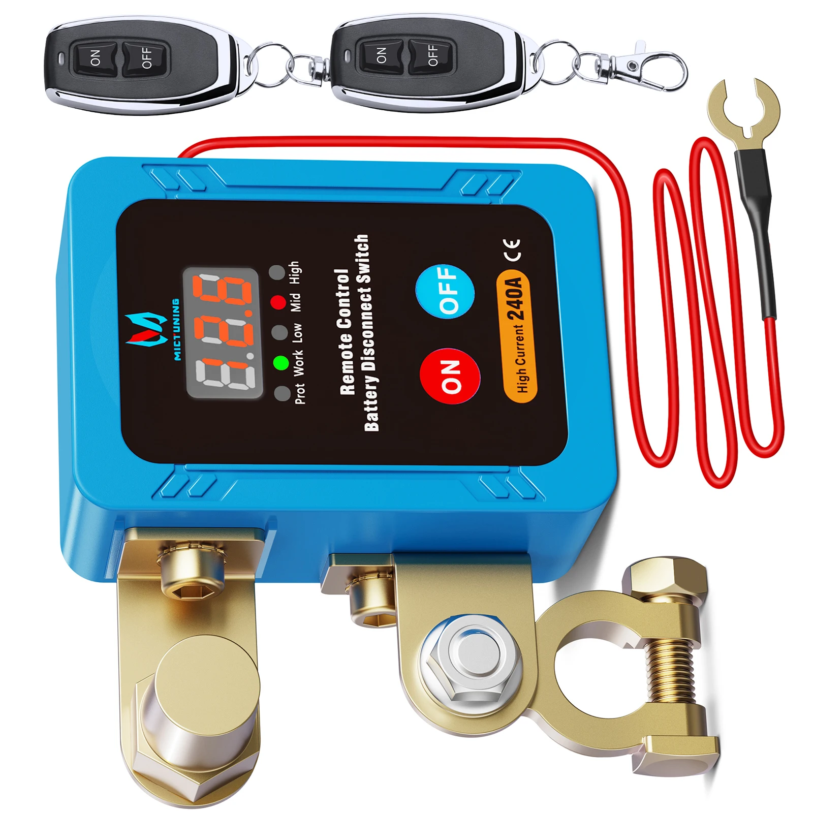 MICTUNING 12V 240A Car Remote Anti-Theft Battery Disconnect Kill Switch Cut Shut Off Power Energy Saving Protector