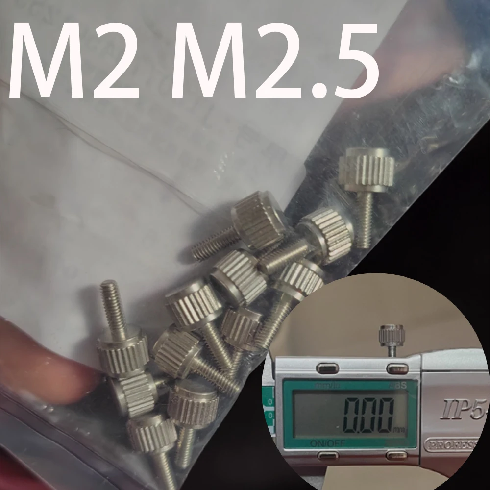2-50Pcs 304 Stainless Steel Manual Screw M2 M2.5 Straight Grain Knurled Thumb Screws adjustment cheese head Screws