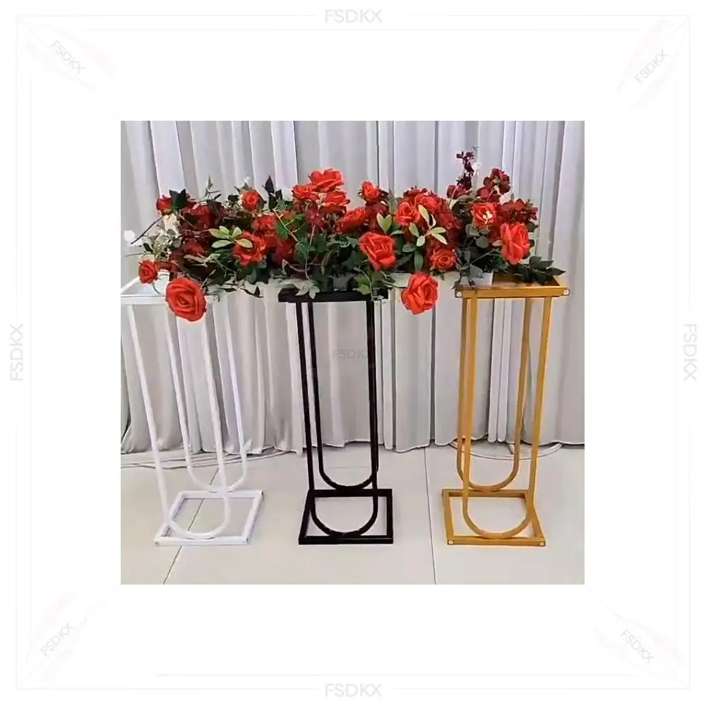 FSDKX Decor Modern Gold Metal Geometric Floral Centerpiece Stand Eco-friendly Long Lasting Wedding Event Party Tabletop