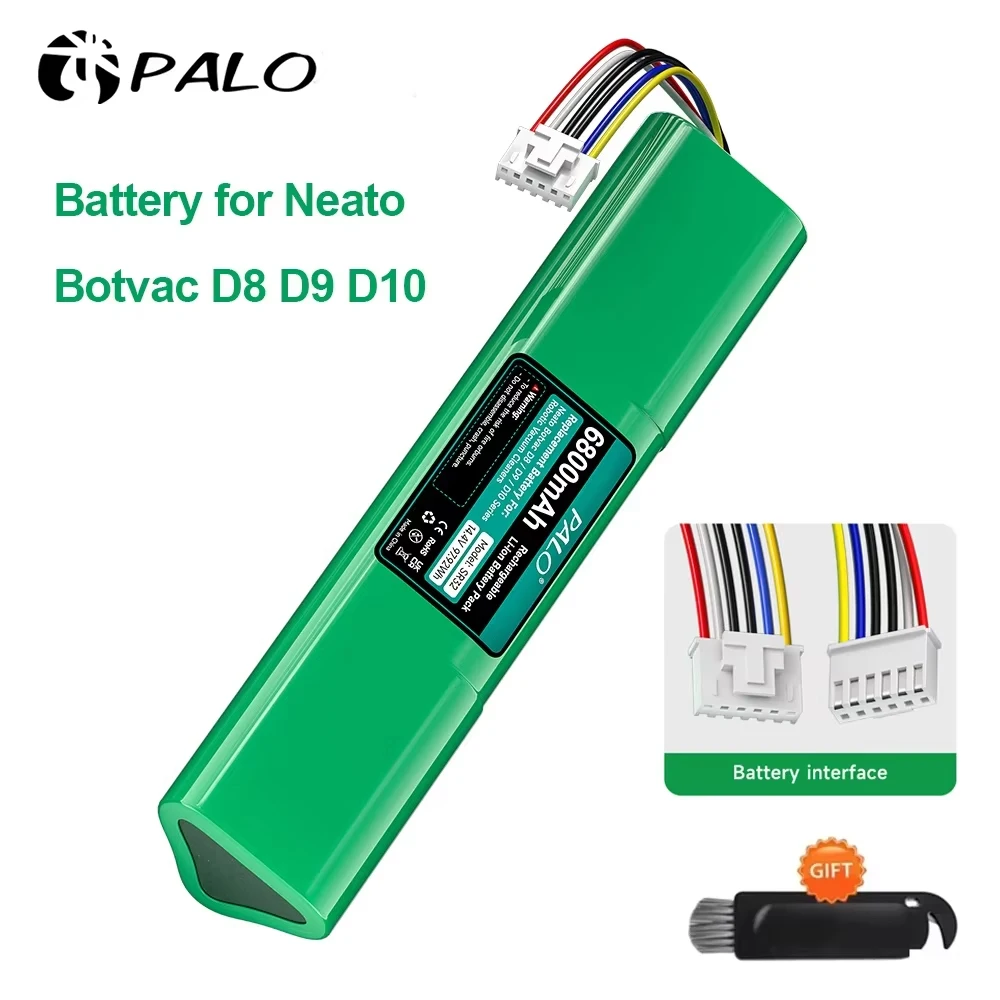 Replacement Battery for Neato Botvac D8 D9 D10 14.4V 6800mAh Upgrade Vacuum Cleaner Li-ion Batteries for Neato D8 D9 D10 Series