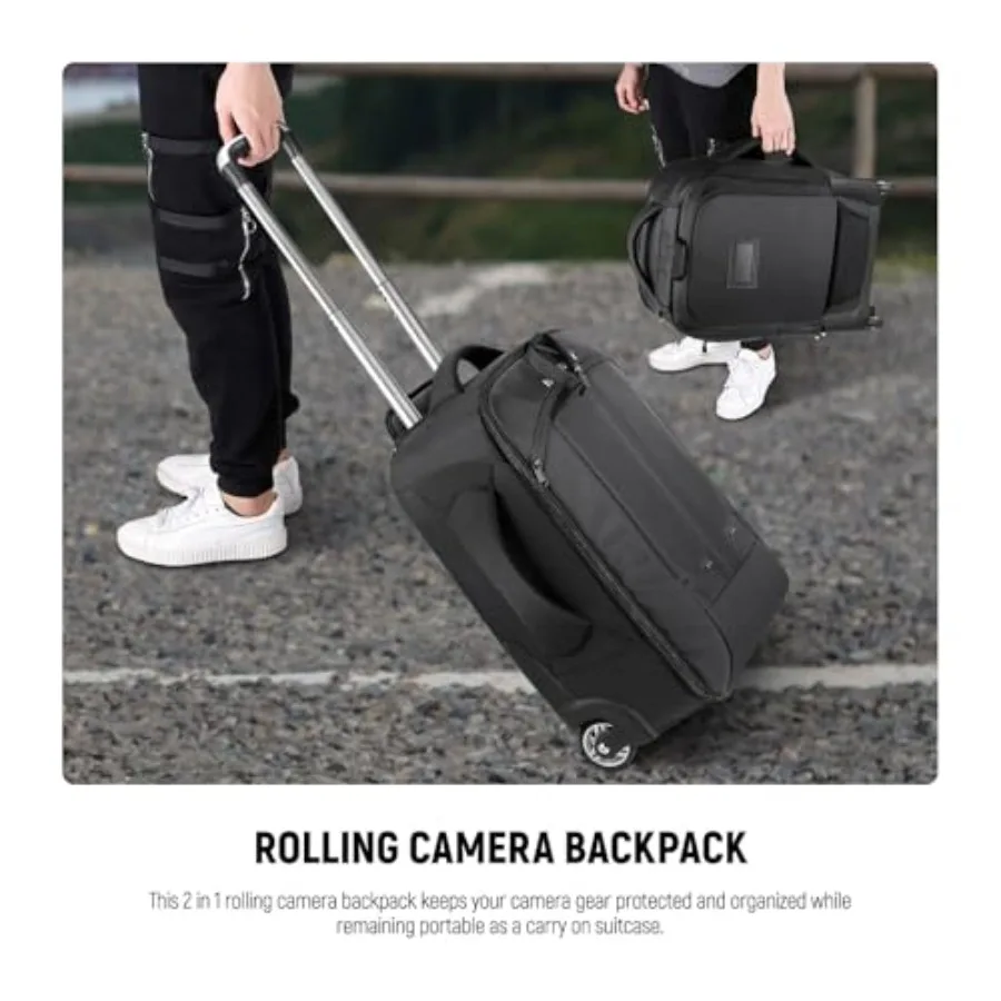 Convertible Rolling Camera Backpack for SLR/DSLR Cameras and Accories NW3300 Black