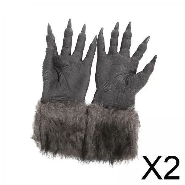 

Перчатки с волком, серые виниловые пушистые когти, косплей, руки животных, аксессуары для костюмов на Хэллоуин для взрослых, маскарадная вечеринка