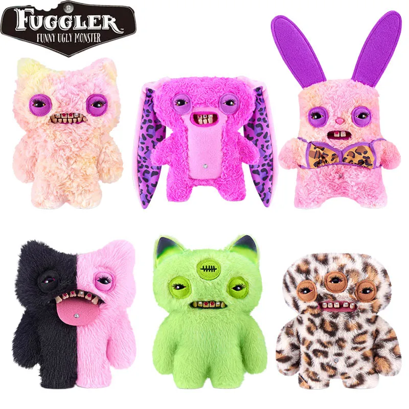 

Мягкая плюшевая игрушка Zuru Fuggler Baddies Funny Bunny Monster с длинными ушами и леопардовым принтом, модная коллекционная вещь для взрослых коллекционеров