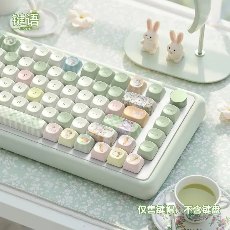 

Picnic Bunny Theme Keycaps Set Customized PBT Sublimation MOA Profile Keyboard Cap for Gaming Mechanical Keyboard Accessories