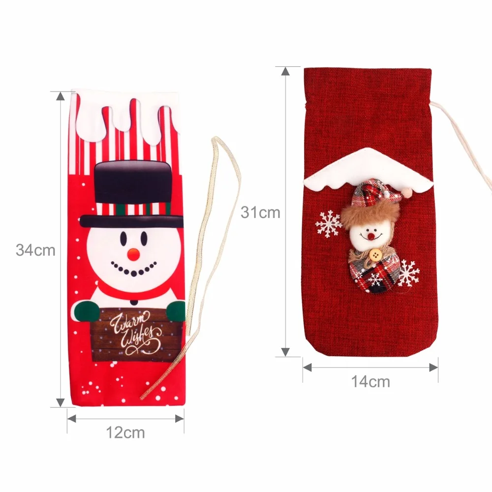 FengRise Christmas Wine Bottle Decoration Santa Claus Bottle Cover Christmas Stockings Gift Holders Xmas Tableware New Year Gift