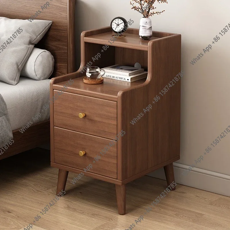 AZ Bedside cabinet, household small bedroom storage, narrow cabinet, mini storage shelf, solid wood color, multi-purpose storage