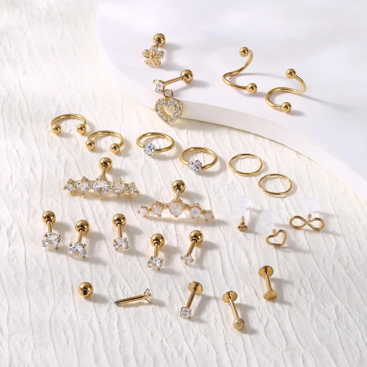 Bobisty 24 szt. 16G Kolczyki do Tragus ze Stali Nierdzewnej, Kolczyki do Chrząstki, Pierścienie do Nosa, Septum, Labret, do Wargi, Muszli, Koła, Sztyfty