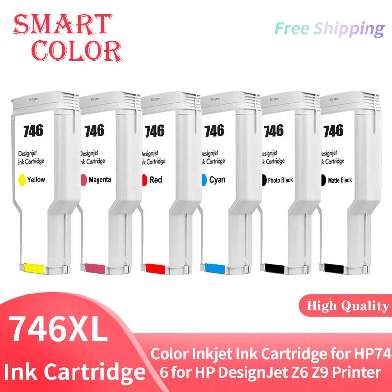 

300ML 746 746XL P2V82A P2V83A P2V80A P2V78A Compatible Color Inkjet Ink Cartridge for HP746 for HP DesignJet Z6 Z9 Printer