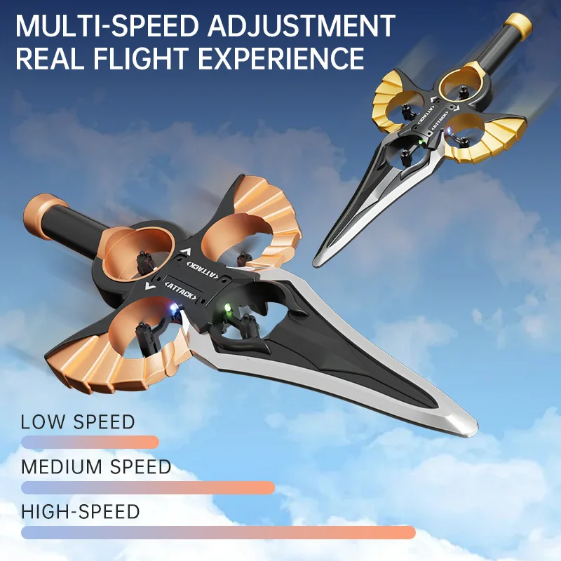 Four Axis Floating Gesture Sensing Foam Remote Control Flying Sword （EVA Material）Black Technology Children's Flying Toy,XT70
