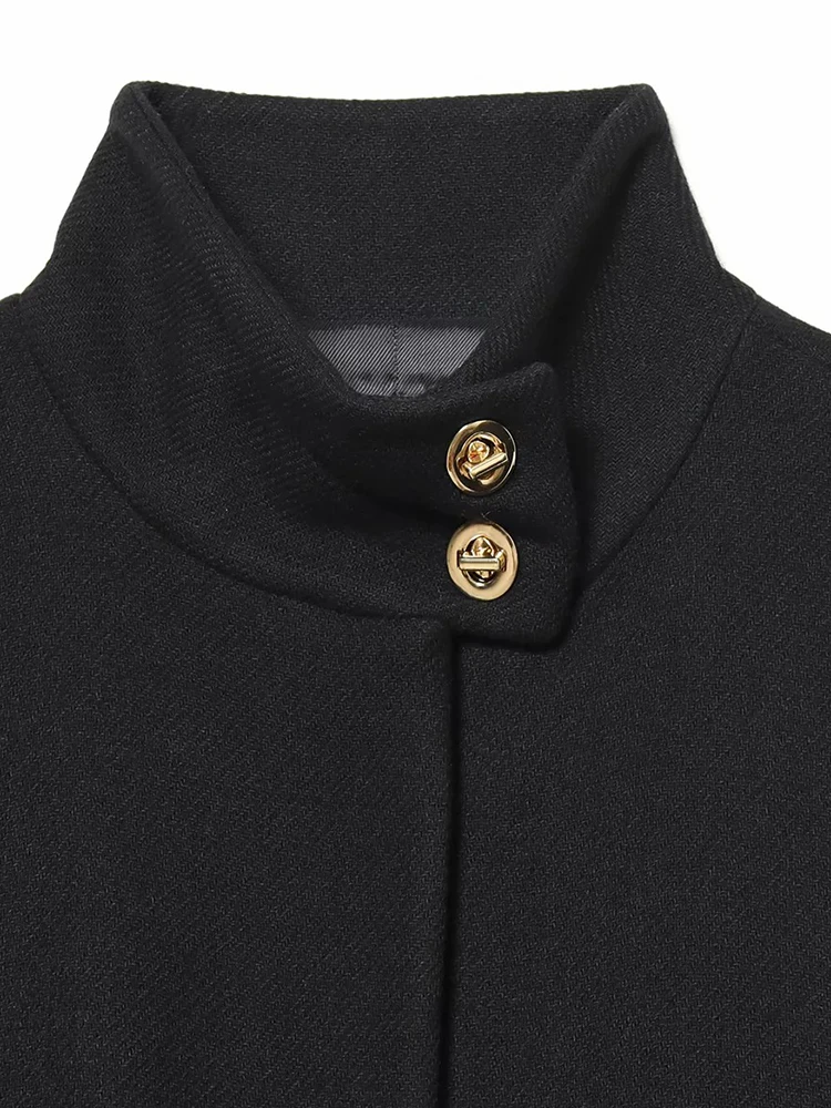 المرأة الجديدة الدانتيل يصل عالية الرقبة جاكيتات للنساء حزام فو الصوف يمزج كيب معاطف الخريف الشتاء الدافئة أنيقة عباءة معطف السيدات