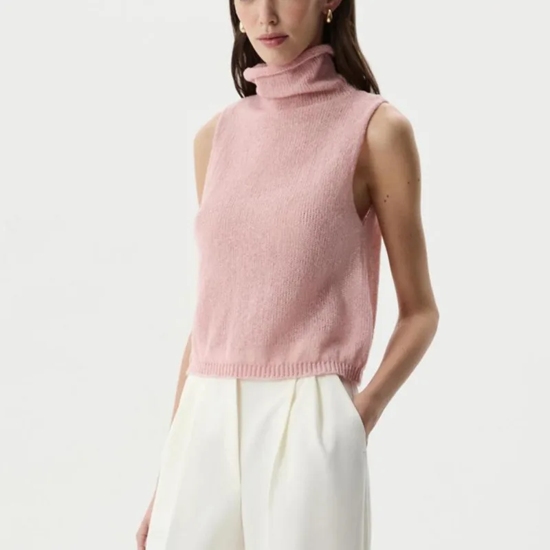Talenza Summer Women's Pullover Fashion Hollow See-through Loose Sleeveless Knit Top New Casual Commuting Streetwear Female Tops