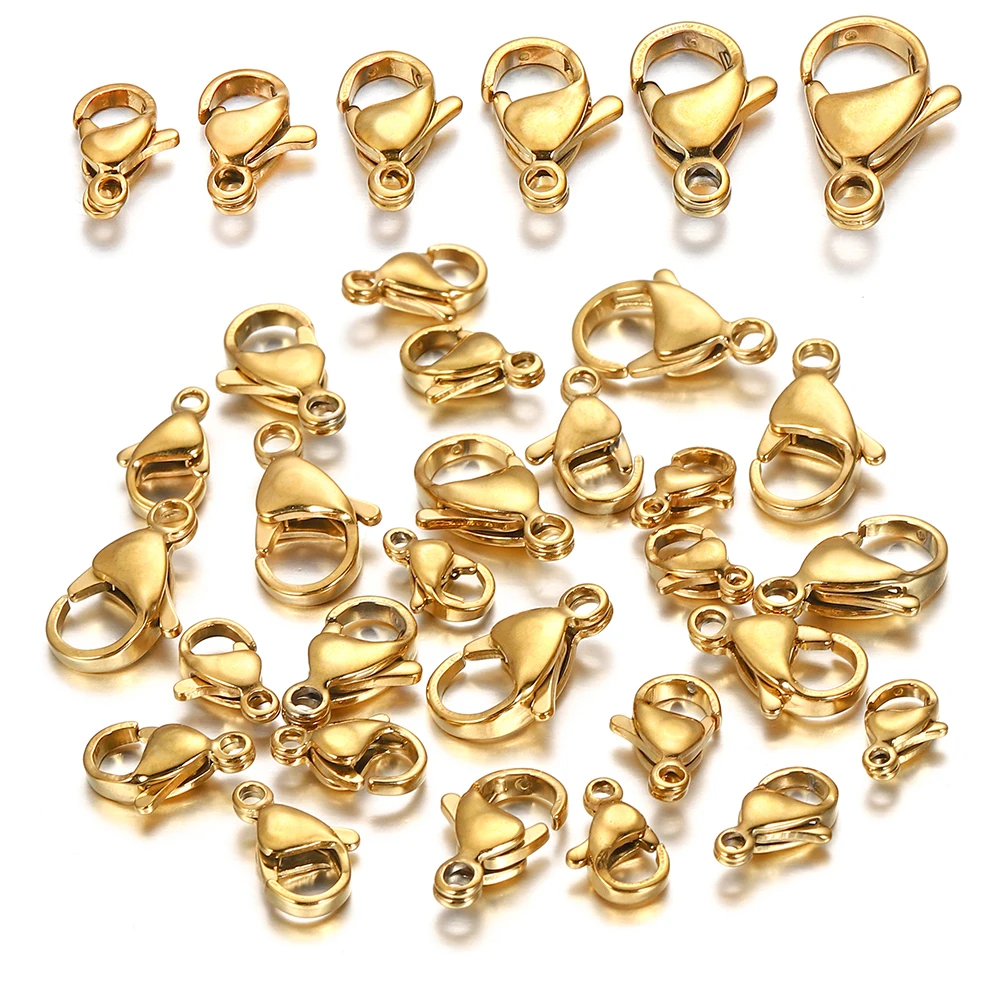 10pcs/lot Stainless Steel Lobster Clasp Hooks Bracelet Necklace Chain Connectors For DIY Jewelry Making Supplies Accessories