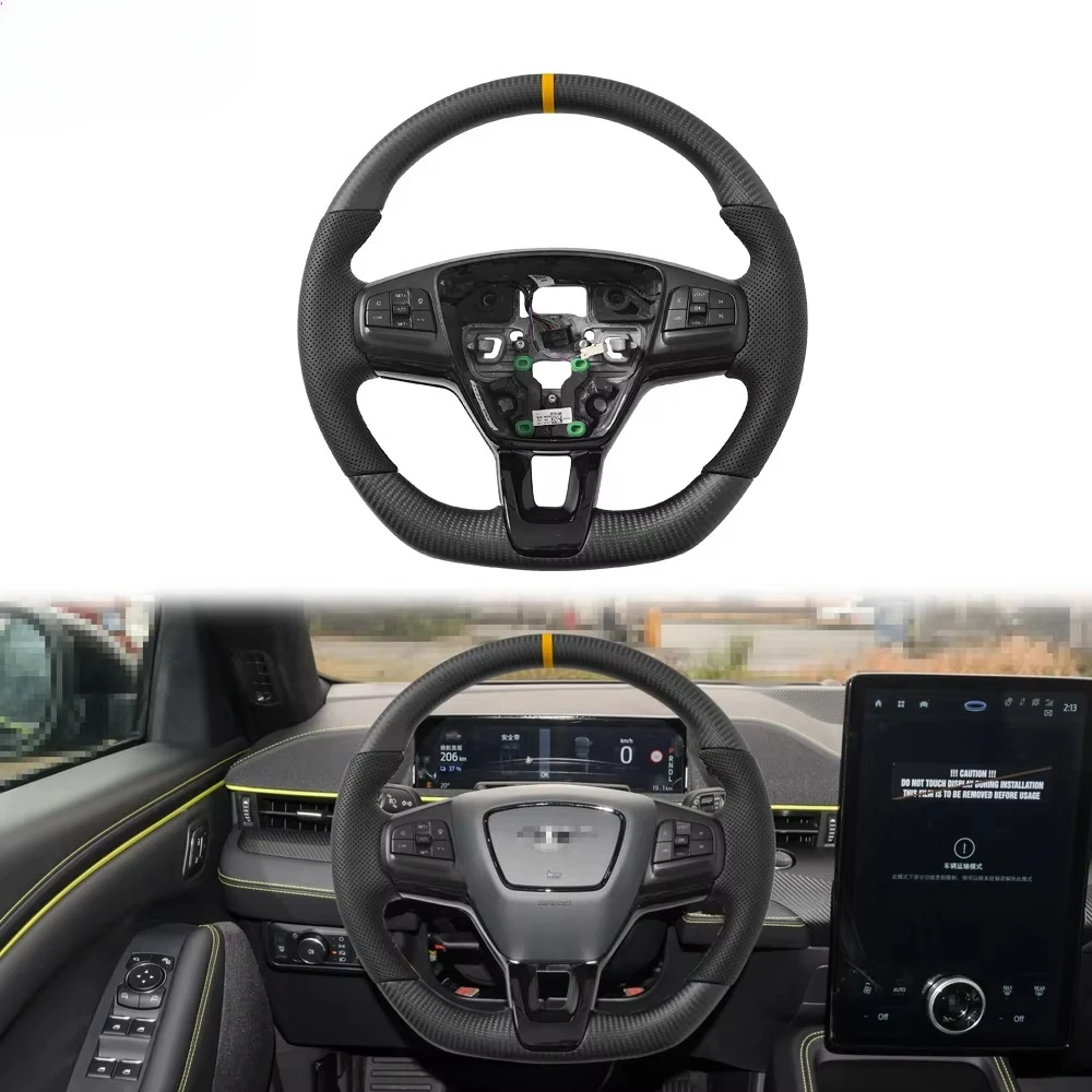 

Аксессуары для интерьера автомобиля, интерьер из углеродного волокна, руль из углеродного волокна для Ford Mustang Mach-E 2021+