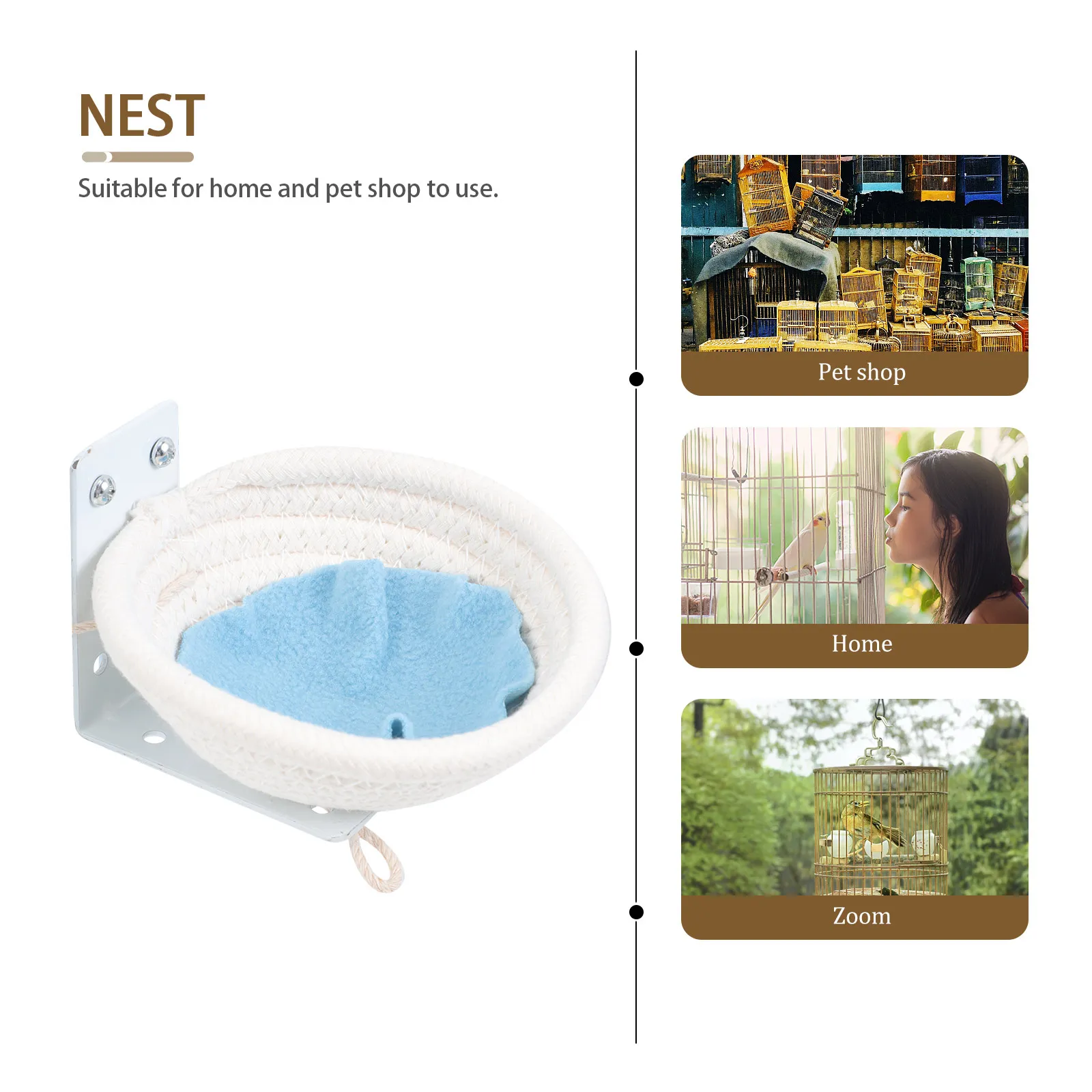 

Cotton Rope Cage Hanging Sleeping Pet Birds Durable Comfortable Birds Sleeping Bed Decorative Woven Nest For Cage Hanging Parrot