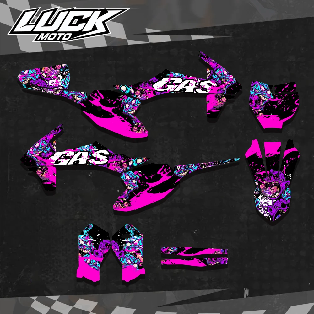 

LUCKMOTO Custom Team Graphics Backgrounds Decals Stickers Kit For GASGAS MC50 2021 2022 2023 EC MC
