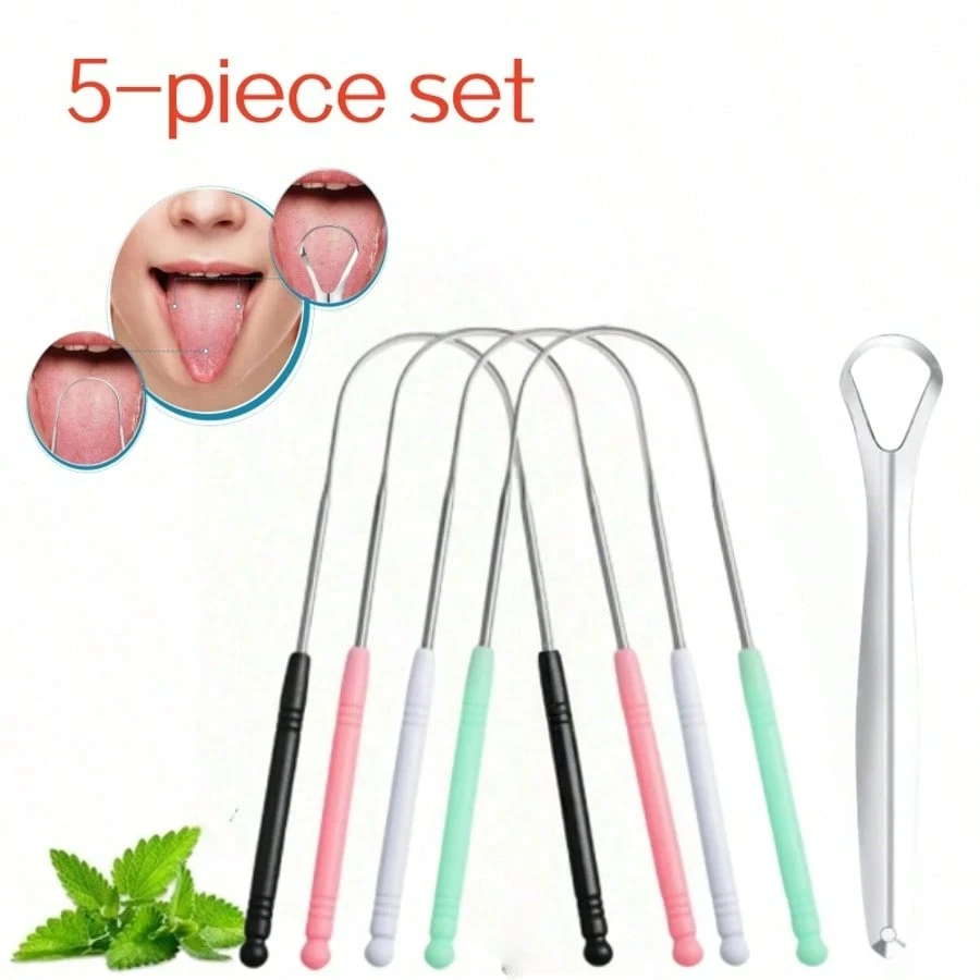 Adult U-Shaped Tongue Scraper, 1/5pcs Stainless Steel Tongue Scraper To Reduce Bad Breath, Male And Female Hygiene Products