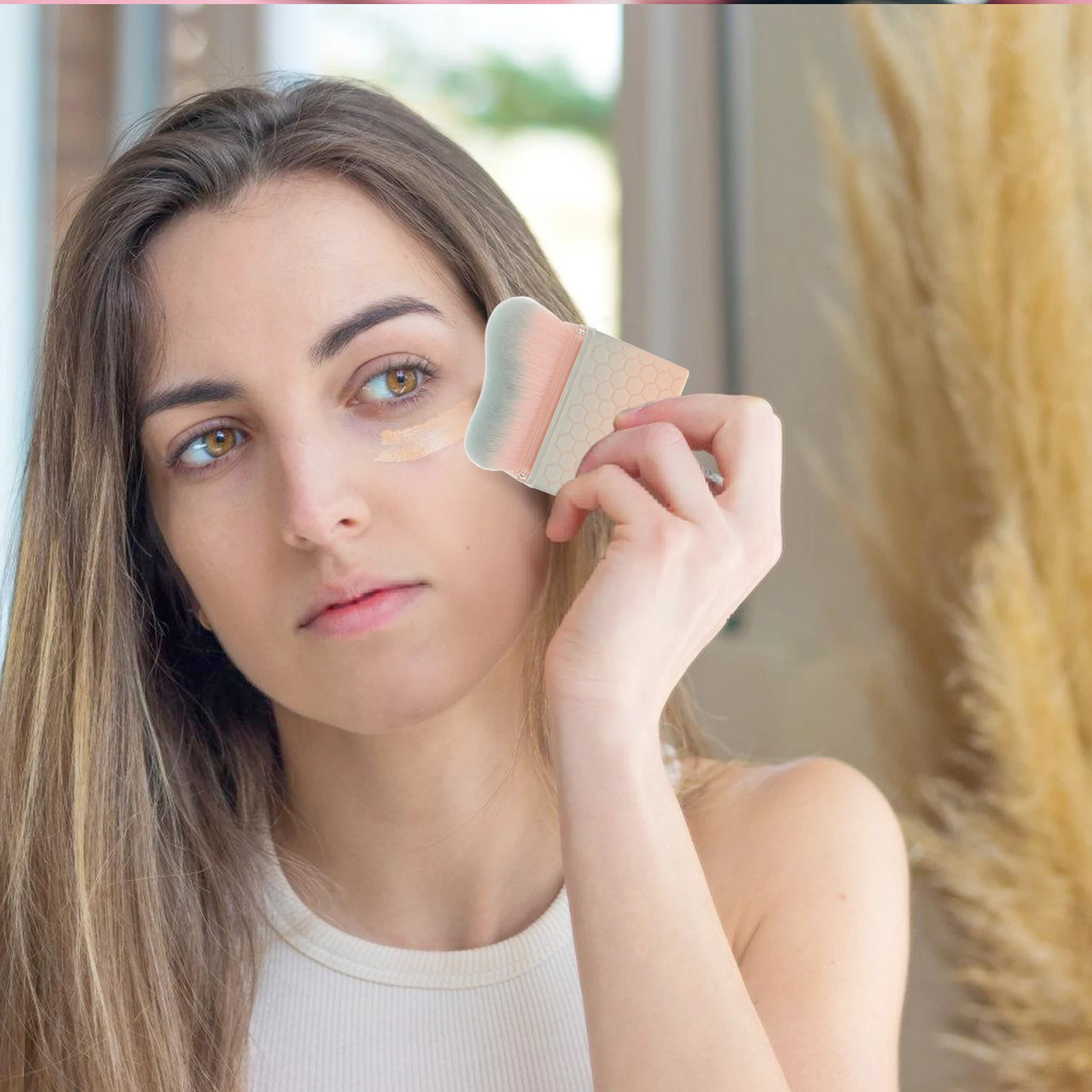 

Wave Shape Tanning Brush Soft Bristles For Foundation Blush Body Makeup Portable Design Cover Travel Friendly Contour