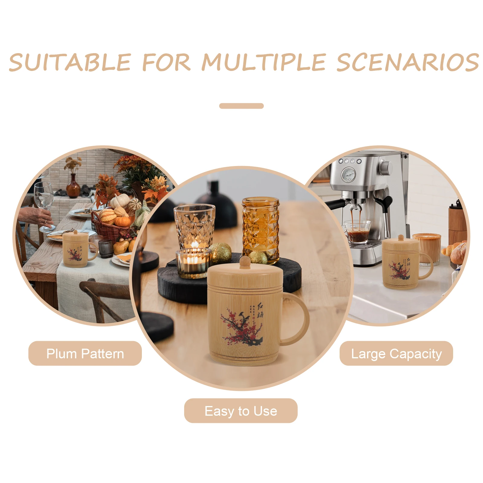 

Multifunction Plum Blossom Pattern Water Cup Office Bamboo Chinese Traditional Tea