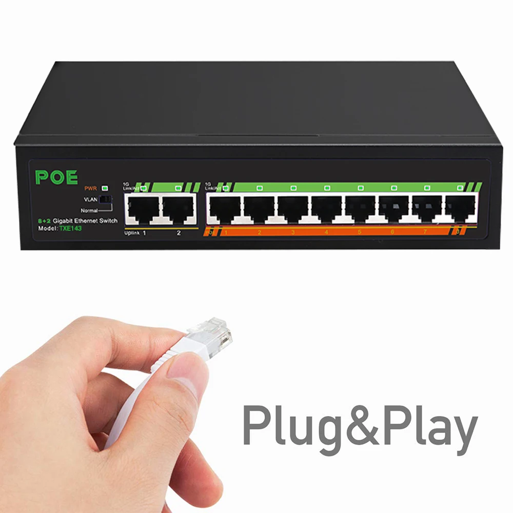 Top Terow 6/10/18 Poorten Poe Switch 100/1000 Mbps Gigabit Netwerk Ethernet Smart Switch 52V Voor Wifi Router/Ip Camera/Draadloos