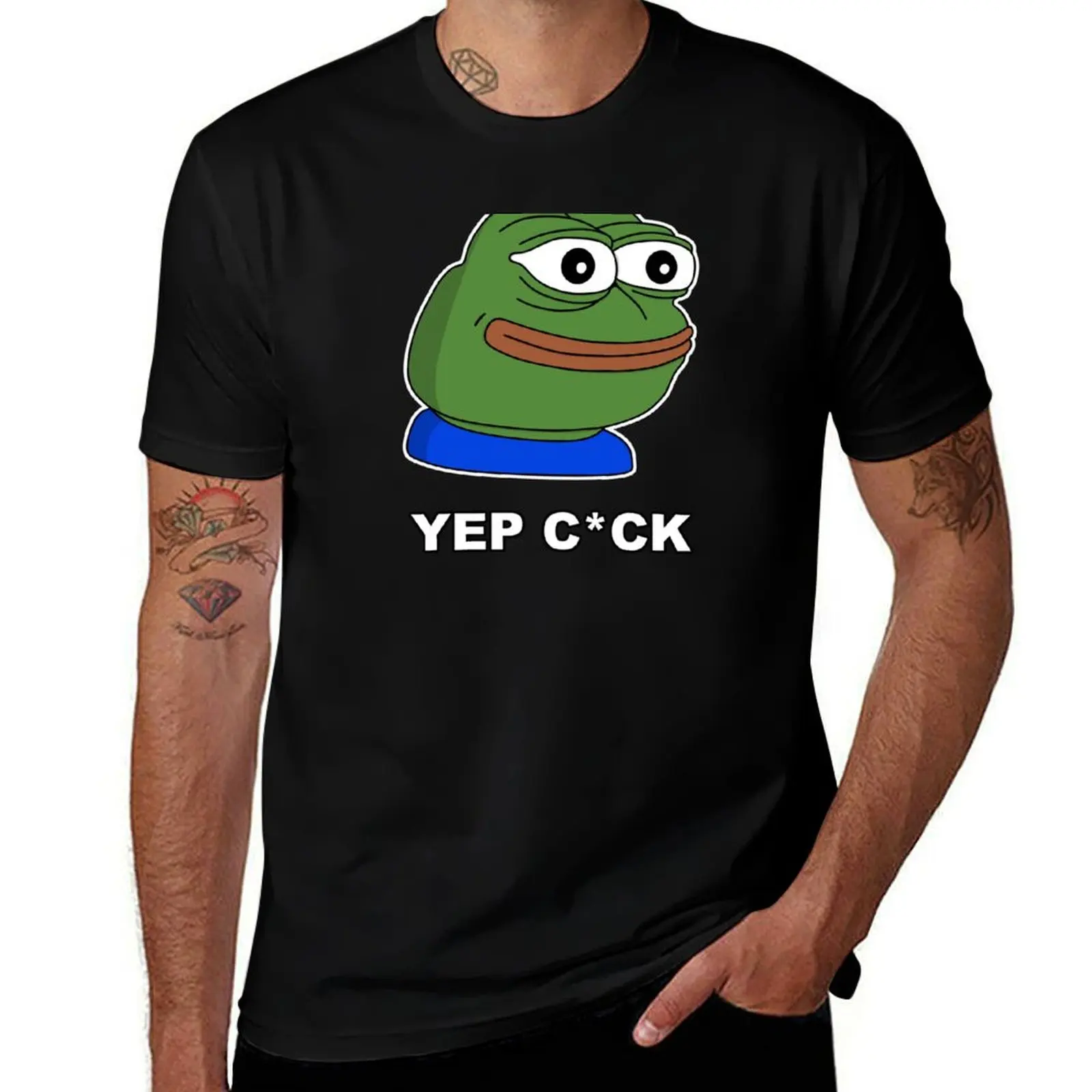 YEP Pepe C*CK - White Outline T-Shirt t shirt man luxury g man t shirts for men anime tshirt T-Shirt