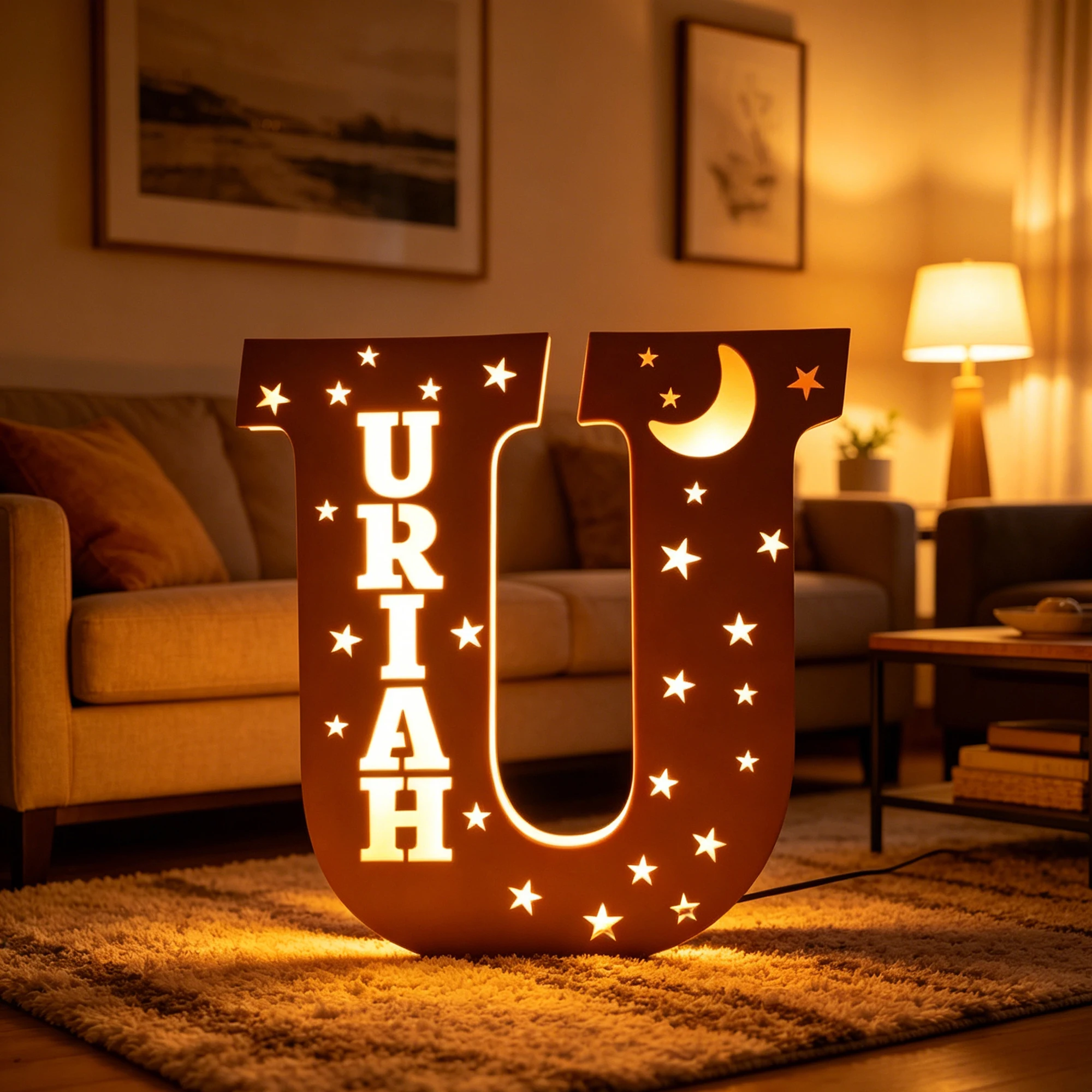 1Pc Custom USB Powered Wooden Alphaet Name Light Sign Ornament,Home Room Decor,Wedding Birthday Anniversary Graduation Gift