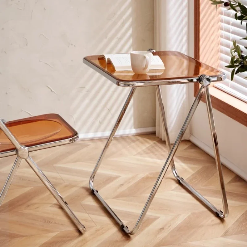 

transparent Internet celebrity ins, bedroom balcony table and chair combination, modern simplicity, home portable table