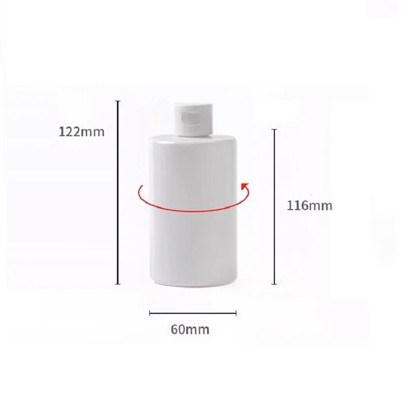 20Pcs Empty Plastic Refillable Bottle Flat Shoulder PET 250ML Black White Clear Flip Lid Cosmetic Packing Shampoo Bottles