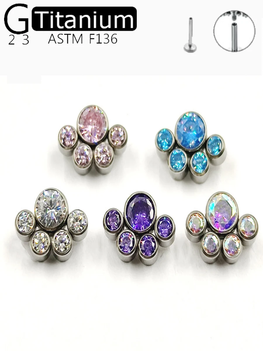 

G23 Titanium Stud Inlaid Zircon Korean-Style Versatile Fashion Piercing Jewelry Women's Ear Cartilage Stud
